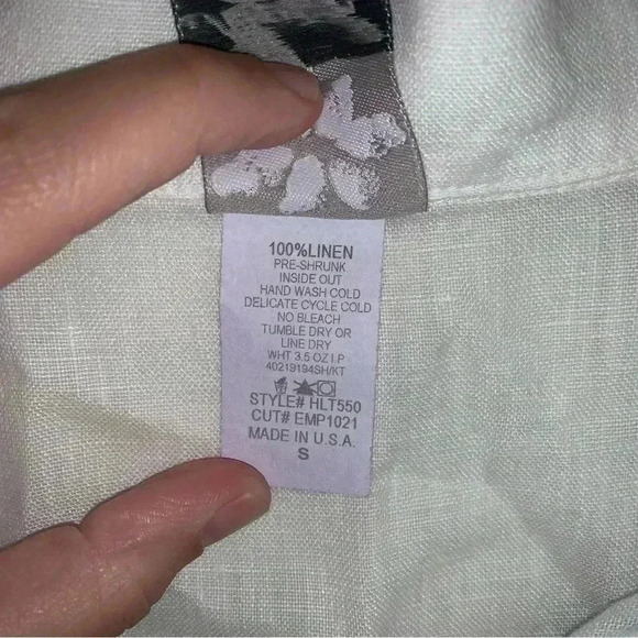 Women’s Match Point Made in USA Linen Oversized Button Front Tunic Small - Picture 6 of 10